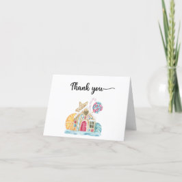 Cartão de agradecimento casa de biscoito de gengib
