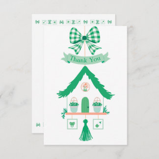 Cartão De Agradecimento Casa Verde Personalizada Obrigado Chá de fraldas