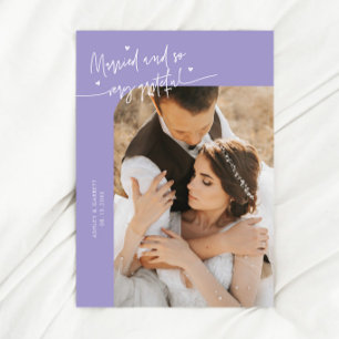 Cartão De Agradecimento Casados e Gratos Foto de Casamento Lilás