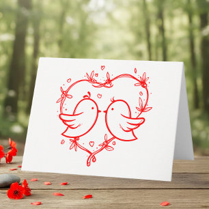 Cartão De Agradecimento Casais Enamorados Boho Coração Vermelho Agradecime