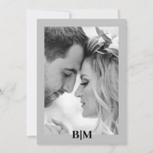 Cartão De Agradecimento Casais Iniciais Monograma de Fotografias Retroativ