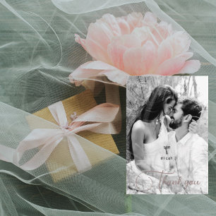 Cartão De Agradecimento Casal B/W Foto e Nomes Vazio de casamento Obrigado