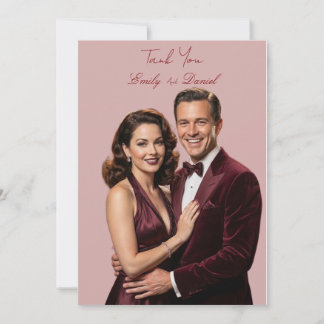 Cartão de agradecimento casal clássico burgundy