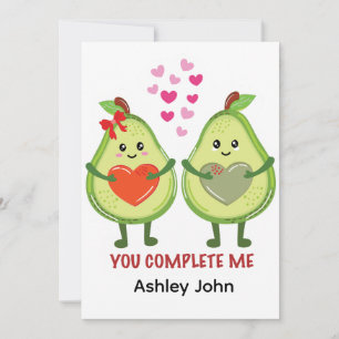 Cartão De Agradecimento Casal de Abacate Kawaii Você Me Completa