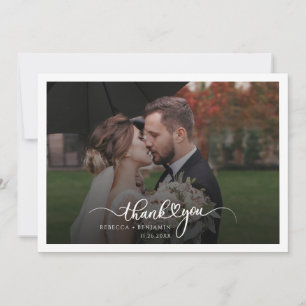 Cartão De Agradecimento Casal de casamento - Script de Foto Sr. e Sra.