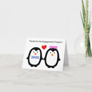 Cartão De Agradecimento Casal de Pinguins Masculino Feminino Engajamento O