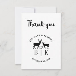 Cartão De Agradecimento Casal Deer Monograma Rustic Country Wedding