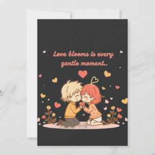Cartão De Agradecimento Casal Fofo de Anime Romântico - Momento de Amor