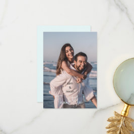 Cartão De Agradecimento Casal Foto De Casamento Ice Blue Vazio Obrigado