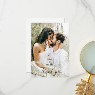 Cartão De Agradecimento Casal Fotografias Nomes Vazio De Casamento Obrigad