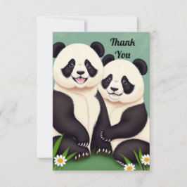 Cartão De Agradecimento Casal Panda Cute
