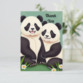Cartão De Agradecimento Casal Panda Cute