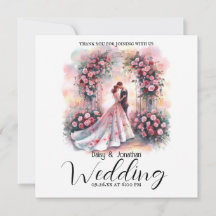 casal romântico sob o casamento do arco floral