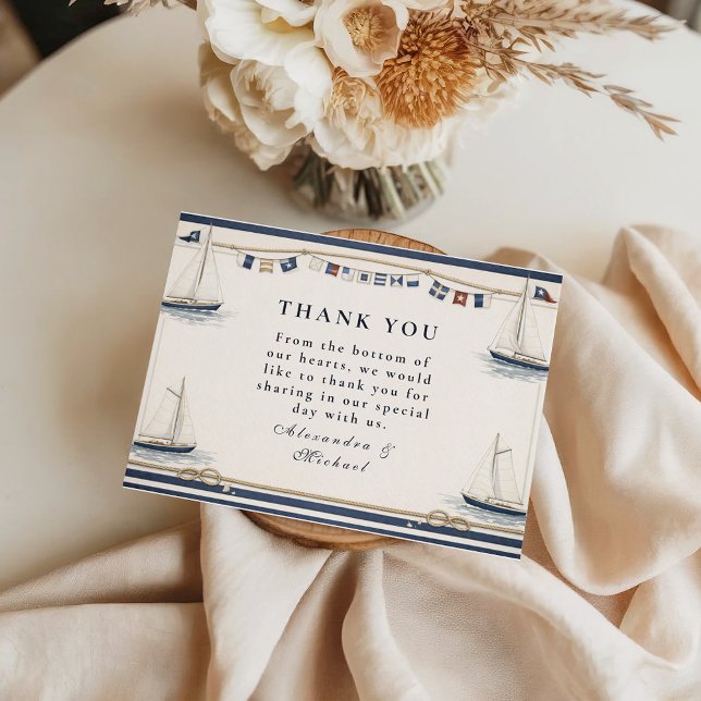 Cartão De Agradecimento Casamento à Beira-Mar com Vela Clássica (Criador carregado)