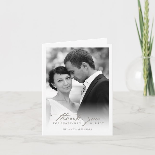 Cartão De Agradecimento Casamento à moda da foto do roteiro romântico da (Frente)