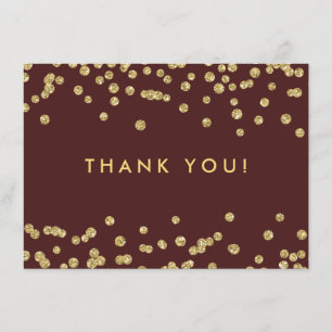 Cartão De Agradecimento Casamento Agradeço Ao Dourado Glitter Confetti Ma
