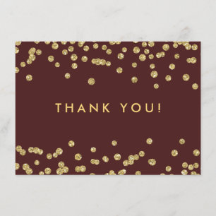 Cartão De Agradecimento Casamento Agradeço Ao Dourado Glitter Confetti Mar