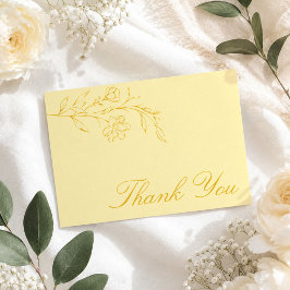 Cartão De Agradecimento Casamento Amarelo Floral Moderno Manteiga