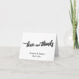Cartão De Agradecimento Casamento, amor e Obrigados de BW com Script Mínim