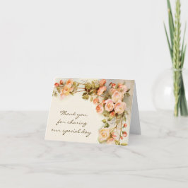 Cartão De Agradecimento Casamento Antigo Flor Rosa Pink Vintage