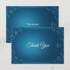 Cartão De Agradecimento Casamento Antigo Geométrico Azul Turquesa Elegante
