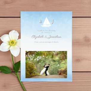 Cartão De Agradecimento Casamento Aquarela Água Encontra Céu