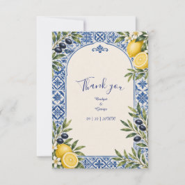 Cartão De Agradecimento Casamento Aquarela de Arquitetura de Oliva Cítrica