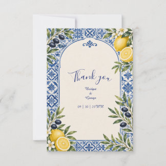Cartão De Agradecimento Casamento Aquarela de Arquitetura de Oliva Cítrica