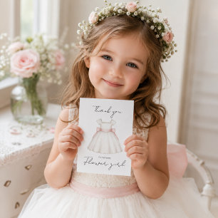 Cartão De Agradecimento Casamento Aquarela Menina das Flores Obrigada