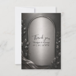 Cartão De Agradecimento Casamento Art Déco com Arco de Metal Cinza Escuro