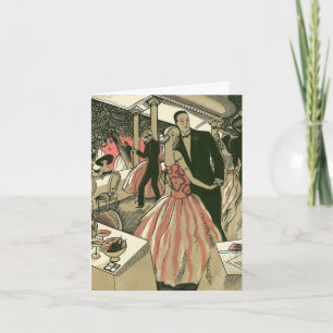 Cartão De Agradecimento Casamento Art Deco Vintage, Primeiro Baile dos Rec