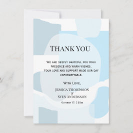 Cartão De Agradecimento Casamento Artístico Minimalista Azul-Abstrato Mode