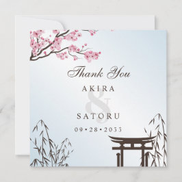 Cartão De Agradecimento Casamento Asiático Flor de Cerejeira Japonesa Saku