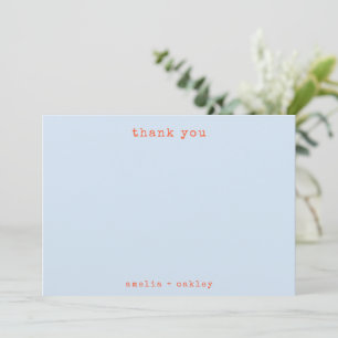 Cartão De Agradecimento Casamento Azul Claro Minimalista Retro Máquina de 