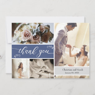 Cartão De Agradecimento Casamento azul de inverno congelado Obrigado