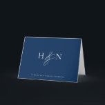 Cartão De Agradecimento Casamento Azul do Marinho Monograma Elegante<br><div class="desc">Cartões de agradecimentos de monograma de casamento elegante. Este cartão de monograma azul de marinho apresenta um belo e elegante guião e tipografia clássica. Personalize adicionando seu próprio monograma e outros detalhes. Este cartões de agradecimentos de casamento de monograma minimalista também será perfeito como uma papelaria de casal.</div>