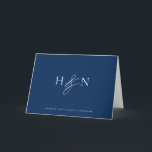 Cartão De Agradecimento Casamento Azul do Marinho Monograma Elegante<br><div class="desc">Cartões de agradecimentos de monograma de casamento elegante. Este cartão de monograma azul de marinho apresenta um belo e elegante guião e tipografia clássica. Personalize adicionando seu próprio monograma e outros detalhes. Este cartões de agradecimentos de casamento de monograma minimalista também será perfeito como uma papelaria de casal.</div>