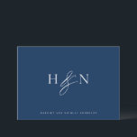 Cartão De Agradecimento Casamento Azul do Marinho Monograma Elegante<br><div class="desc">Cartões de agradecimentos de monograma de casamento elegante. Este cartão de monograma azul de marinho apresenta um belo e elegante guião e tipografia clássica. Personalize adicionando seu próprio monograma e outros detalhes. Este cartões de agradecimentos de casamento de monograma minimalista também será perfeito como uma papelaria de casal.</div>