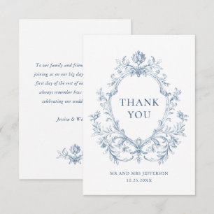 Cartão De Agradecimento Casamento Azul Empoeirado Floral Graça Ornata Vito