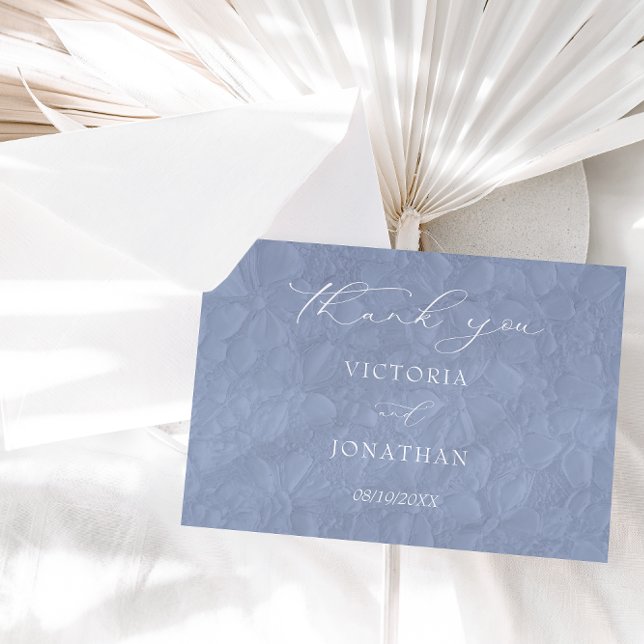 Cartão De Agradecimento Casamento Azul Empoeirado Simples (Criador carregado)