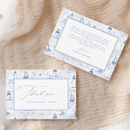 Cartão De Agradecimento Casamento Azul Farol Toile Costeira