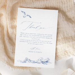 Cartão De Agradecimento Casamento Azul Moderno Elegante Chic Costeiro