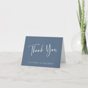 Cartão De Agradecimento Casamento Azul Pizarra Moderno Elegante Personaliz