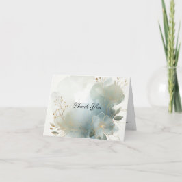 Cartão De Agradecimento Casamento Azul-Romance com Ouro Suave