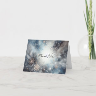 Cartão De Agradecimento Casamento Azul-Romance com Ouro Suave