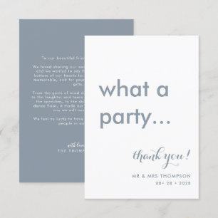 Cartão De Agradecimento Casamento Azul Simples e Minimalista