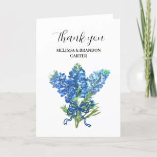 Cartão De Agradecimento Casamento Blue Floral do Texas Obrigado