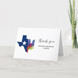 Cartão De Agradecimento Casamento Blue Floral do Texas Obrigado
