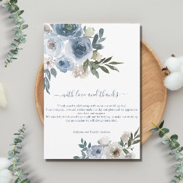 Cartão De Agradecimento Casamento Blue White Floral Greenery Watercolor