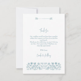 Cartão De Agradecimento Casamento Blue Wildflower Boho